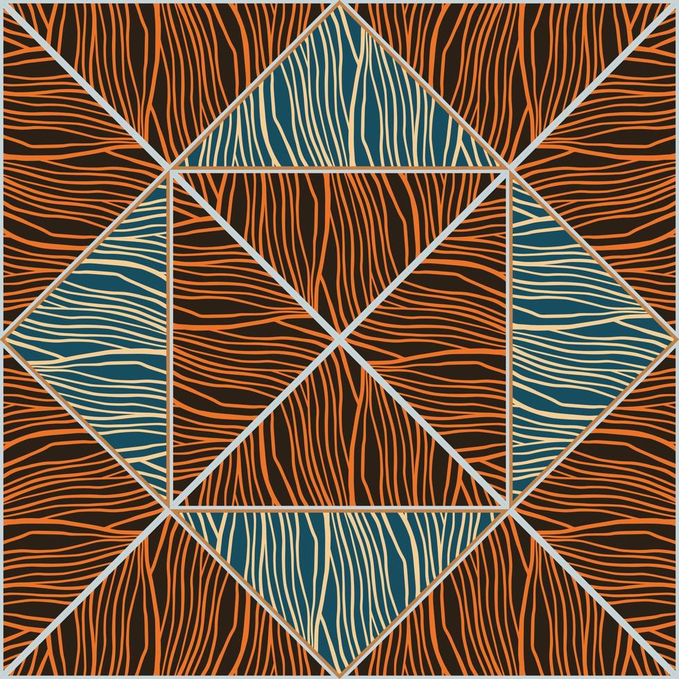 Mosaic of linear geometric seamless patern. Decorative abstract lines ornament. Creative striped design vector