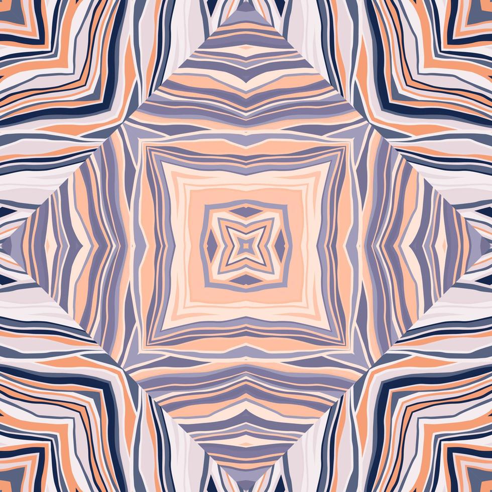 patrón sin costuras de mosaico de onda abstracta. Fondo de pantalla sin fin de azulejos de rayas dibujados a mano. adorno de línea abstracta. vector