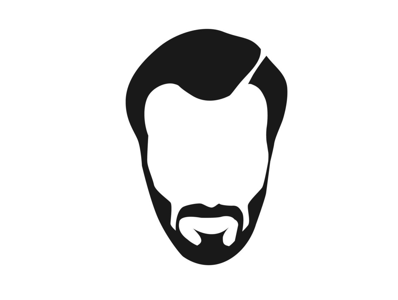 Bearded hipster face black silhouette. Vector illustration