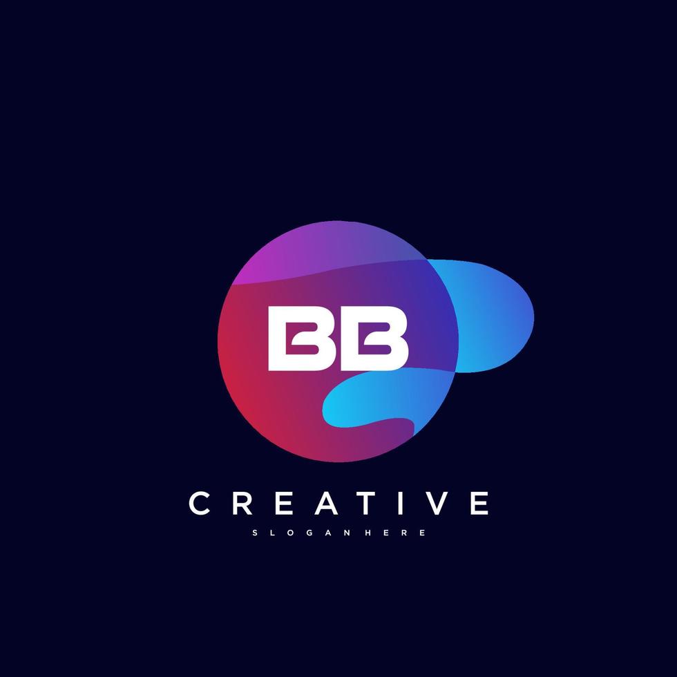 BB Initial Letter logo icon design template elements with wave colorful vector