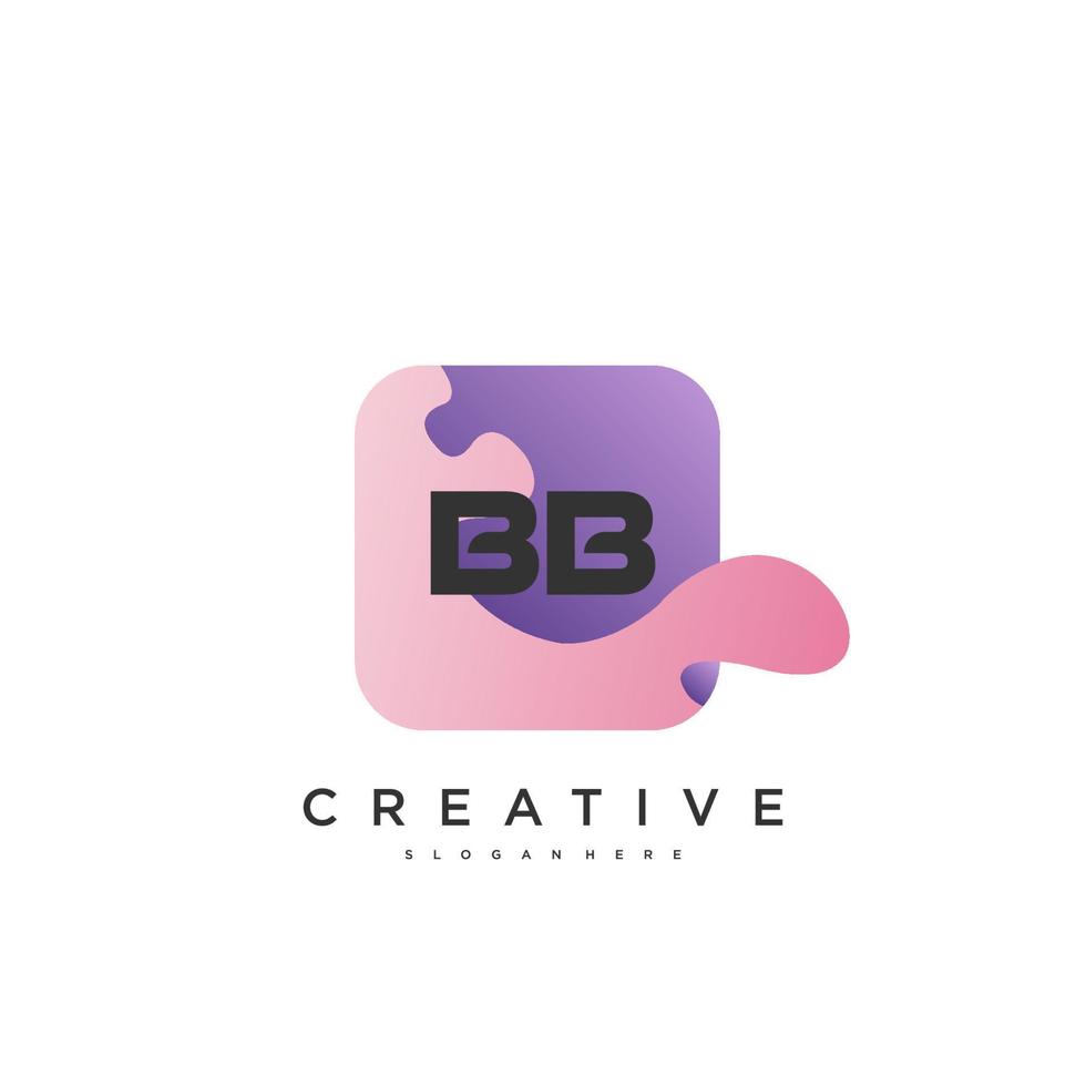 Elementos de plantilla de diseño de icono de logotipo de letra inicial bb con onda colorida vector