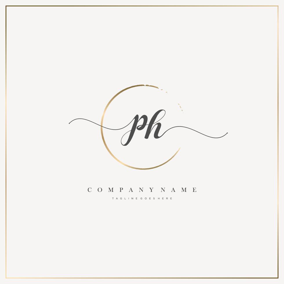 PH Initial Letter handwriting logo hand drawn template vector, logo for beauty, cosmetics, wedding, fashion and business vector