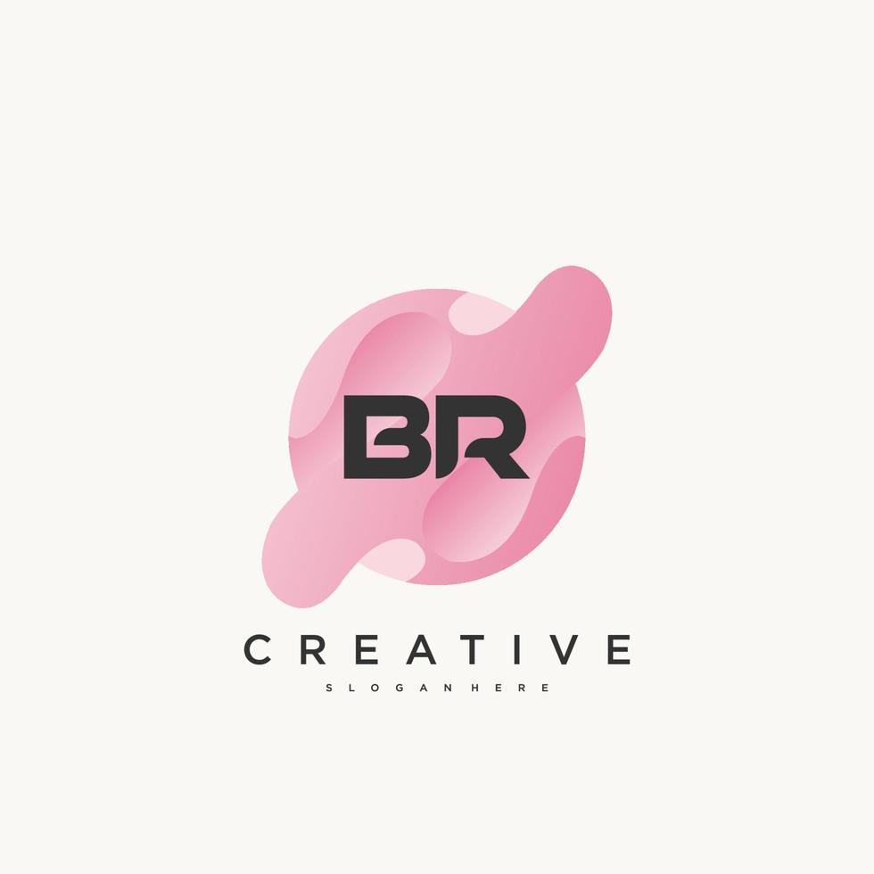 Elementos de plantilla de diseño de icono de logotipo de letra inicial br con onda colorida vector