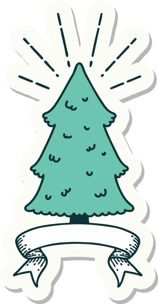 sticker of tattoo style pine tree vector