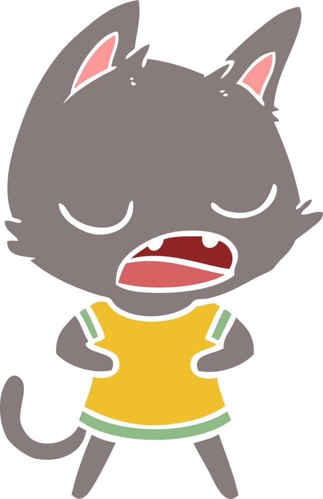 talking cat flat color style cartoon vector