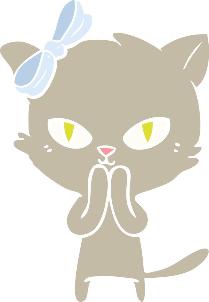 lindo gato de dibujos animados de estilo de color plano vector