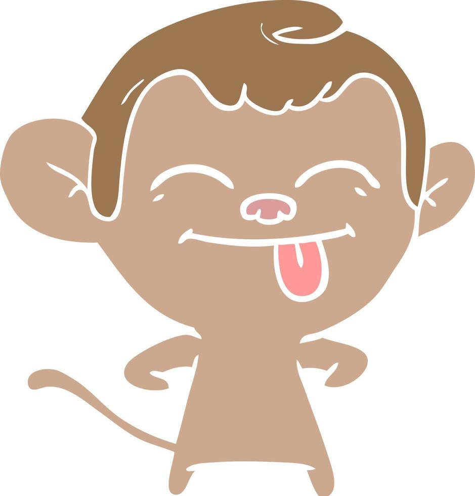 funny flat color style cartoon monkey vector