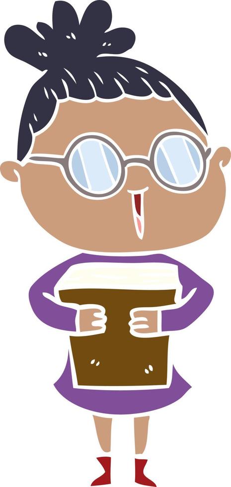 flat color style cartoon woman wearing spectacles vector