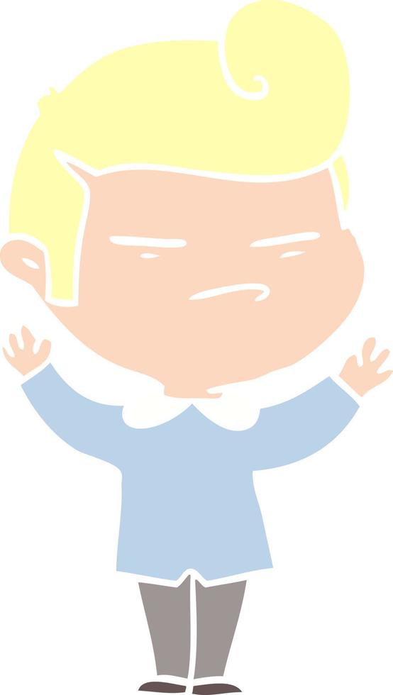 flat color style cartoon cool guy with fashion hair cut vector