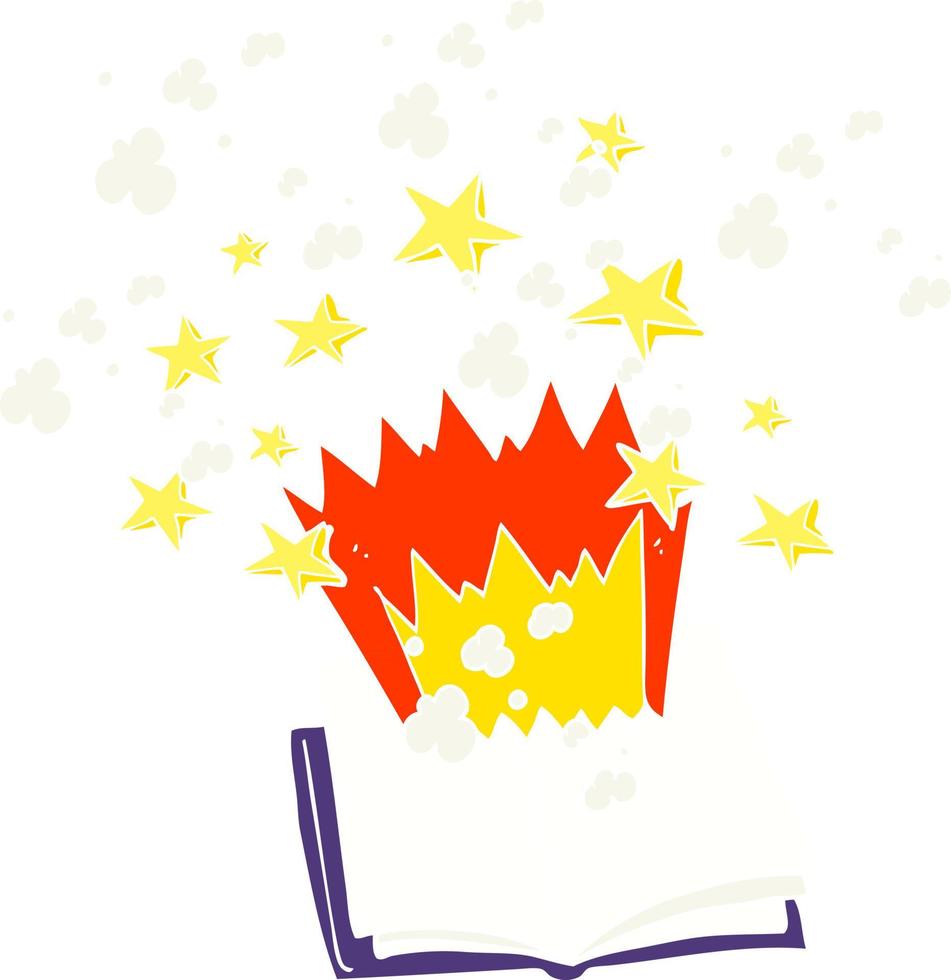 flat color illustration of a cartoon magic spellbook vector