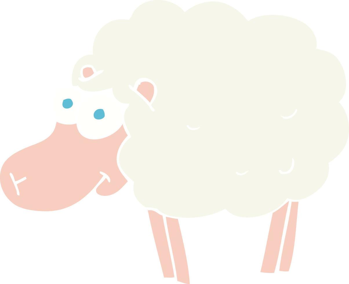 divertida ilustración de color plano de una oveja de dibujos animados vector