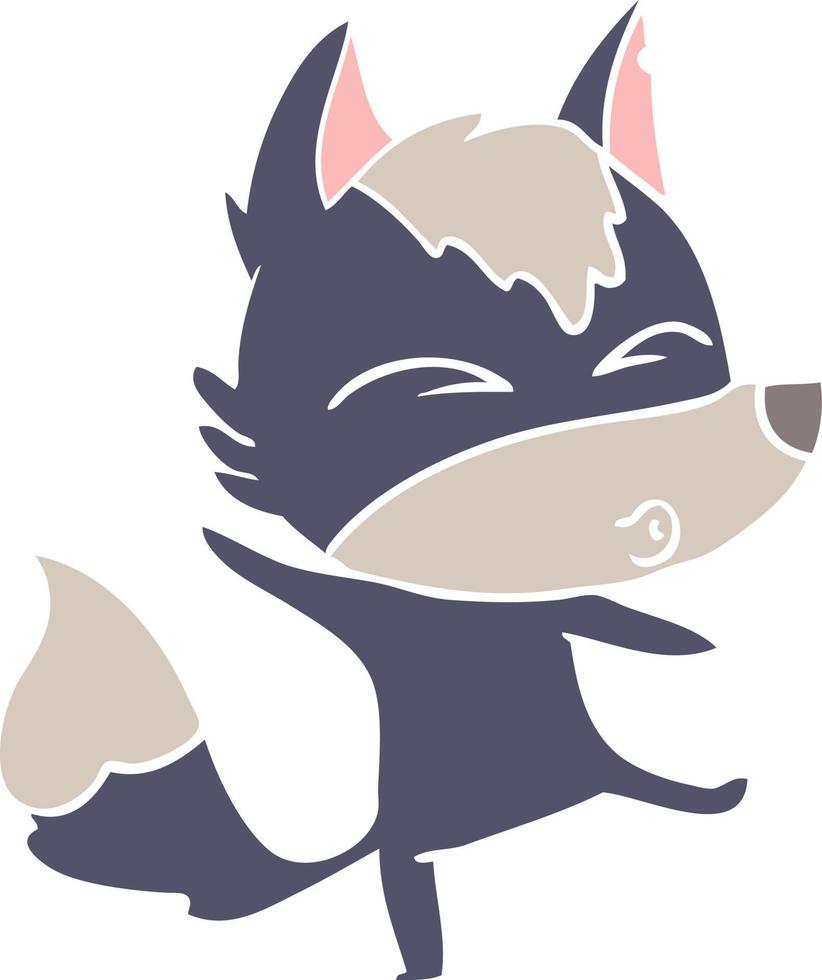 flat color style cartoon wolf pouting vector