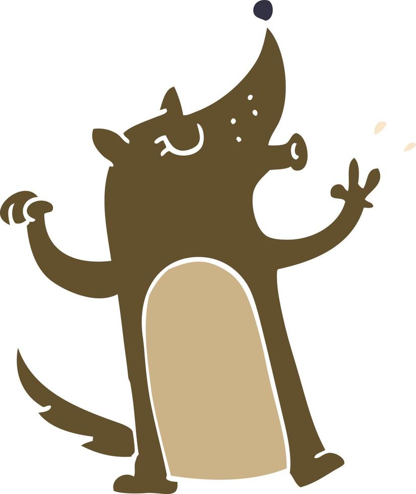 cartoon doodle whistling wolf vector