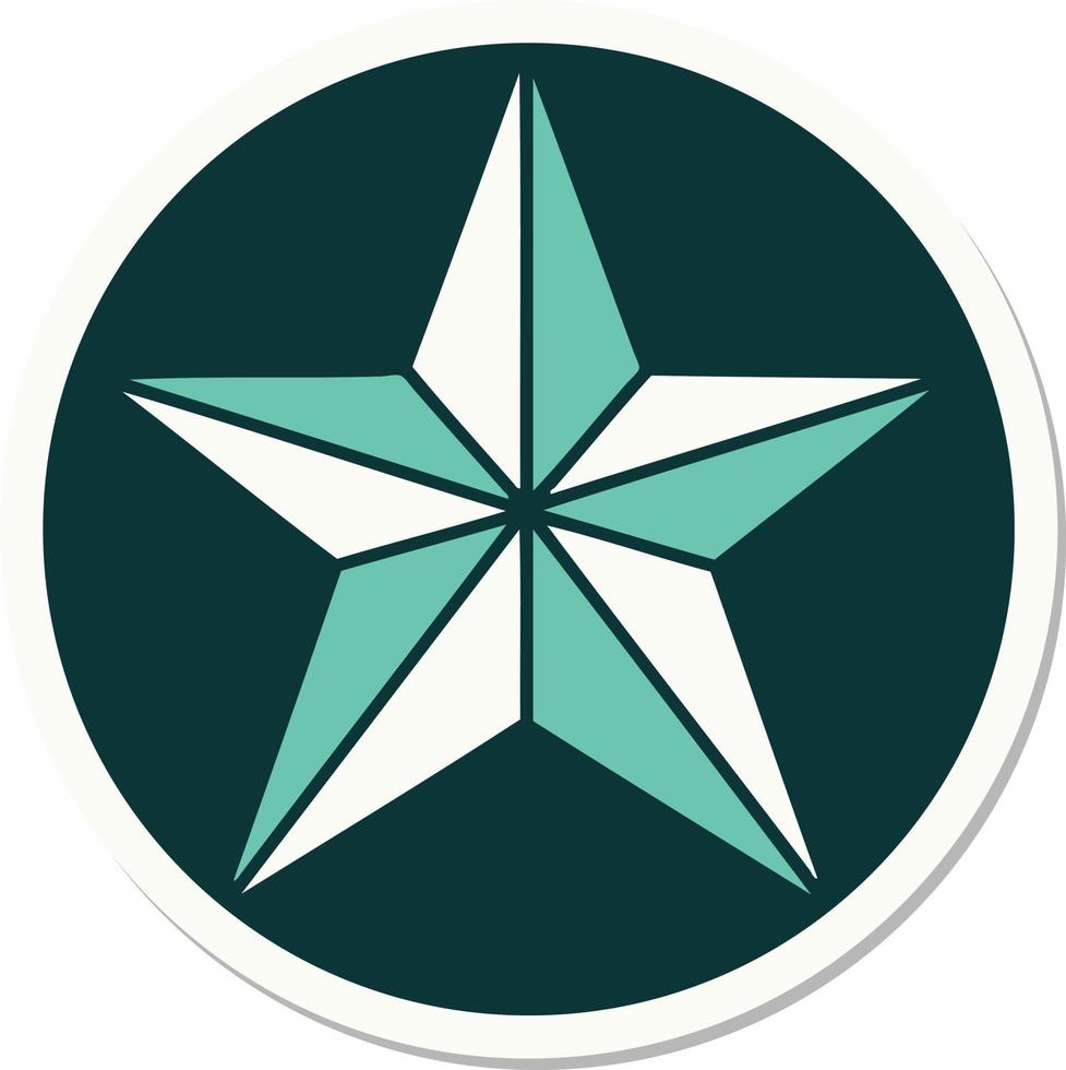 sticker of tattoo in traditional style of a star vector