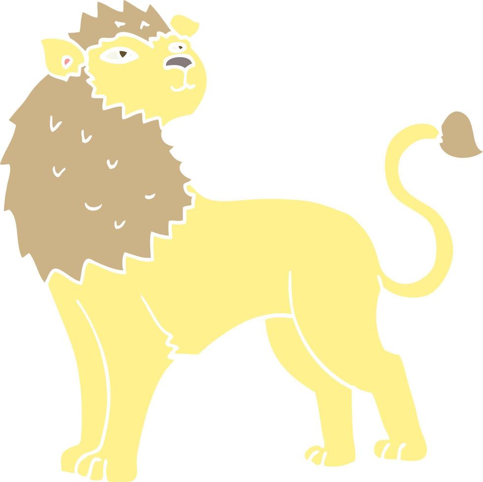 león de dibujos animados de estilo de color plano vector