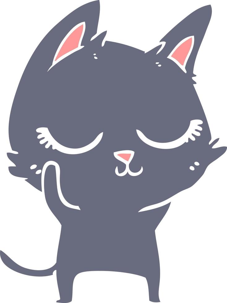 calm flat color style cartoon cat vector