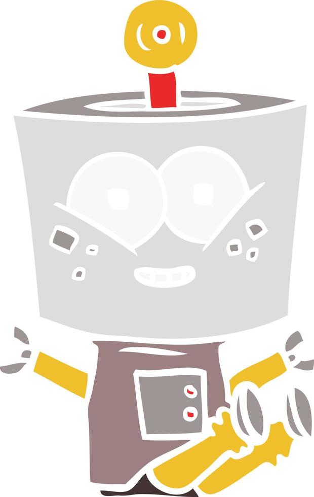 happy flat color style cartoon robot vector