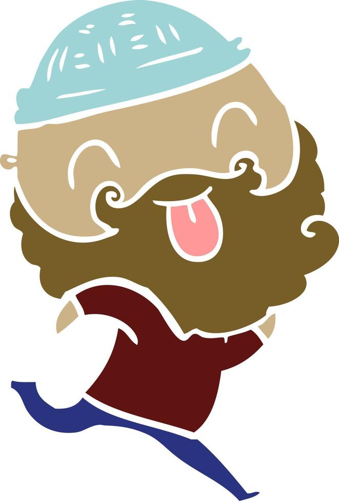 hombre corriendo con barba sacando la lengua vector