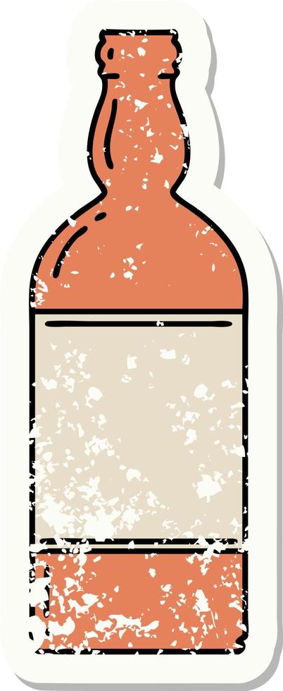 distressed sticker tattoo in traditional style of a bottle vector
