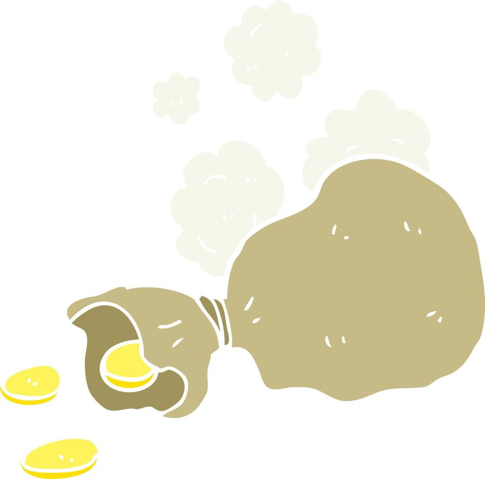 flat color illustration of a cartoon bag of money vector