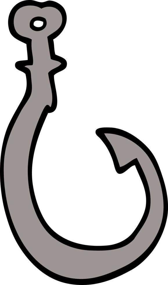 cartoon doodle big fish hook vector