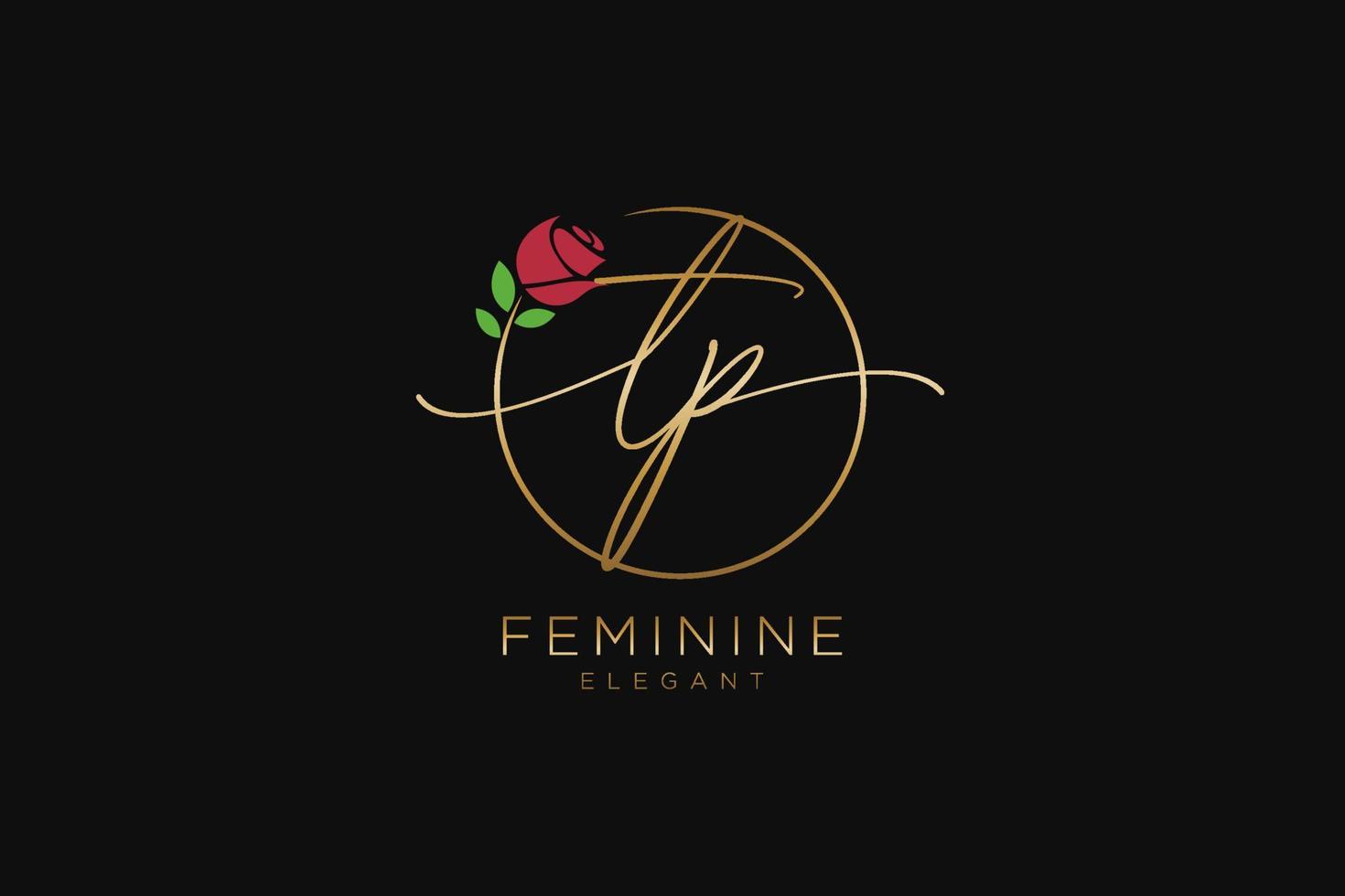 initial TP Feminine logo beauty monogram and elegant logo design, handwriting logo of initial signature, wedding, fashion, floral and botanical with creative template. vector