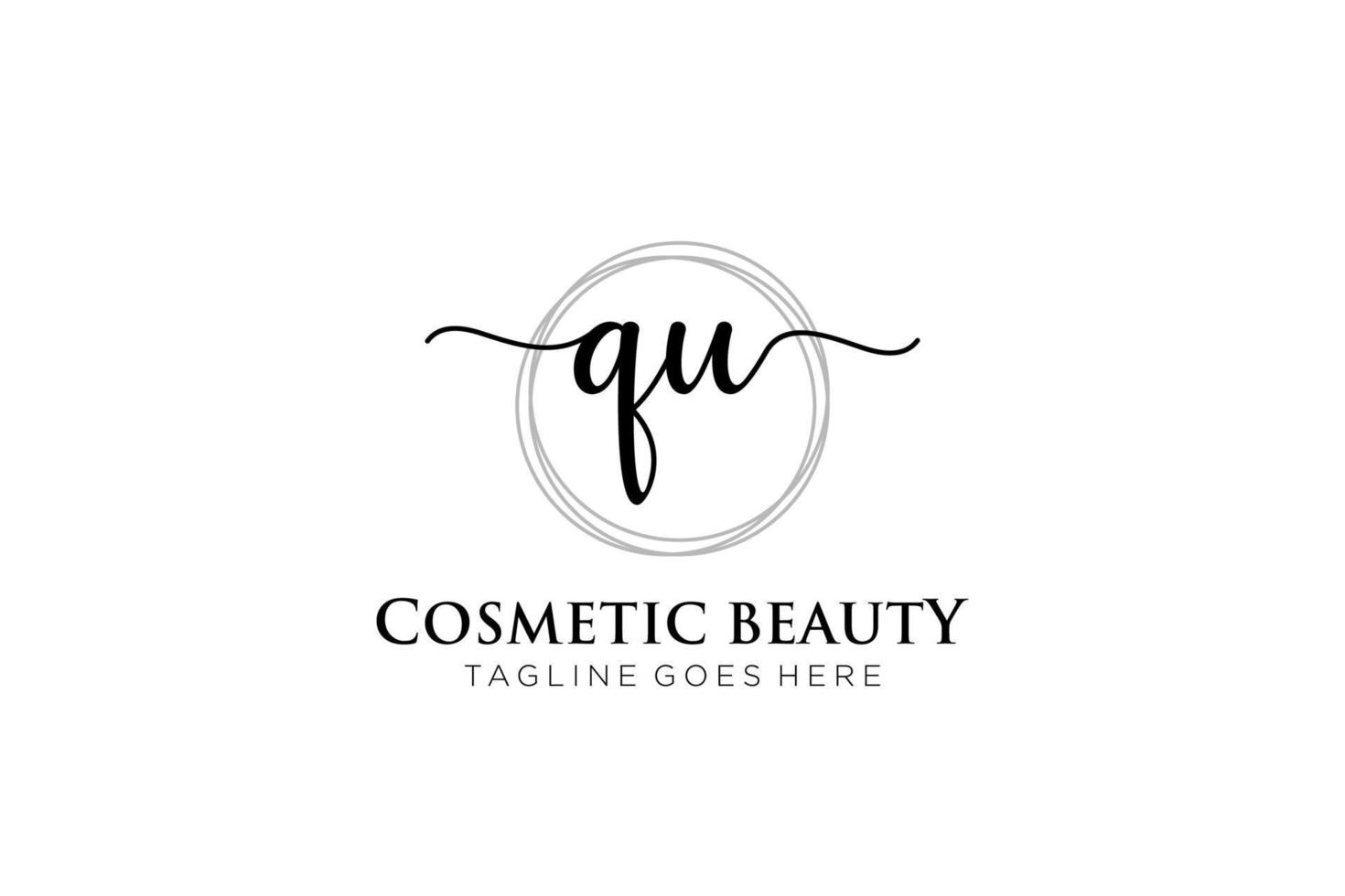 initial QU Feminine logo beauty monogram and elegant logo design, handwriting logo of initial signature, wedding, fashion, floral and botanical with creative template. vector