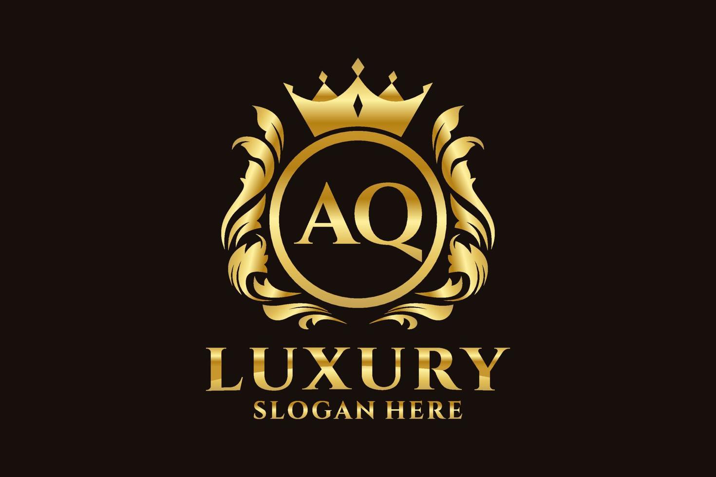 Initial AQ Letter Royal Luxury Logo template in vector art for luxurious branding projects and other vector illustration.