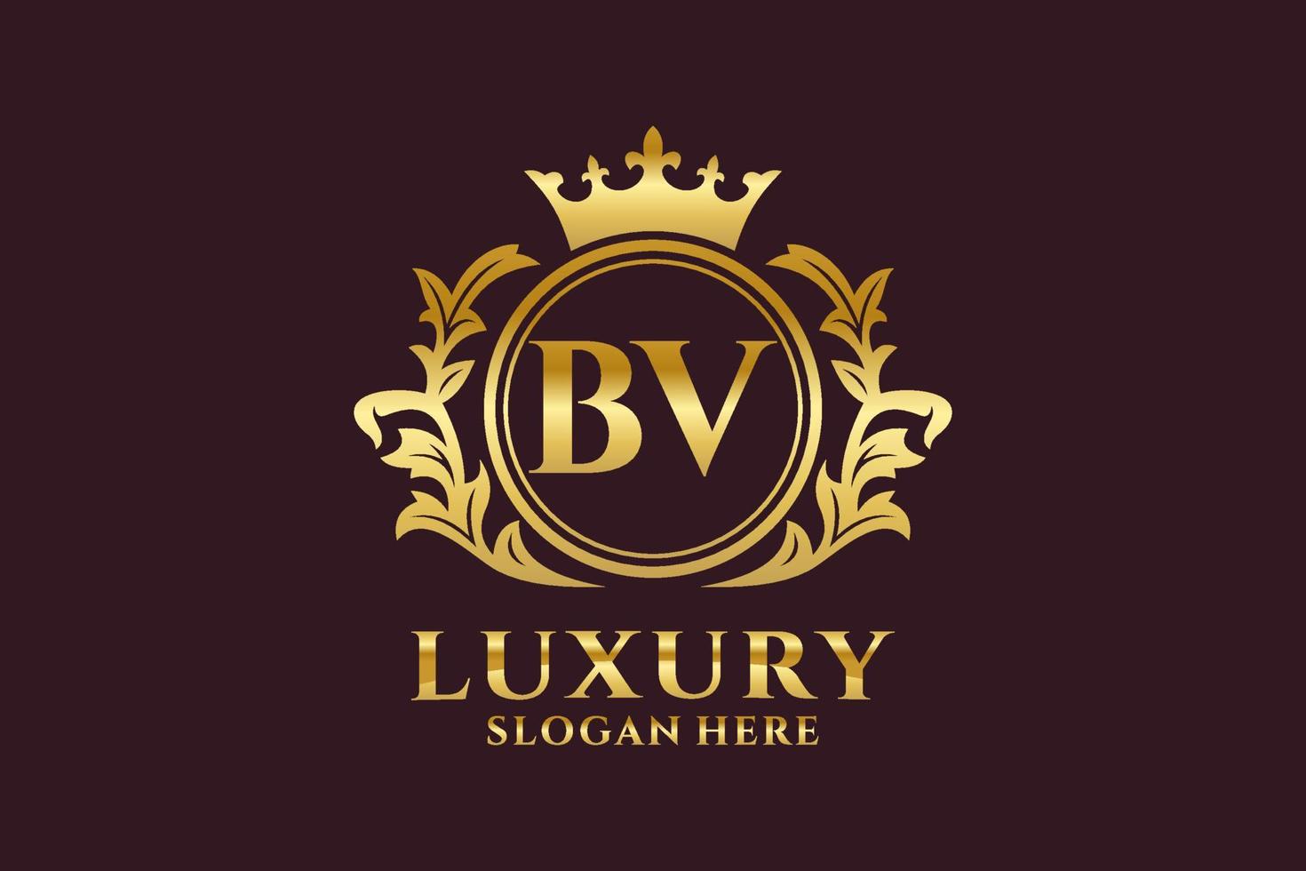 Initial BV Letter Royal Luxury Logo template in vector art for luxurious branding projects and other vector illustration.