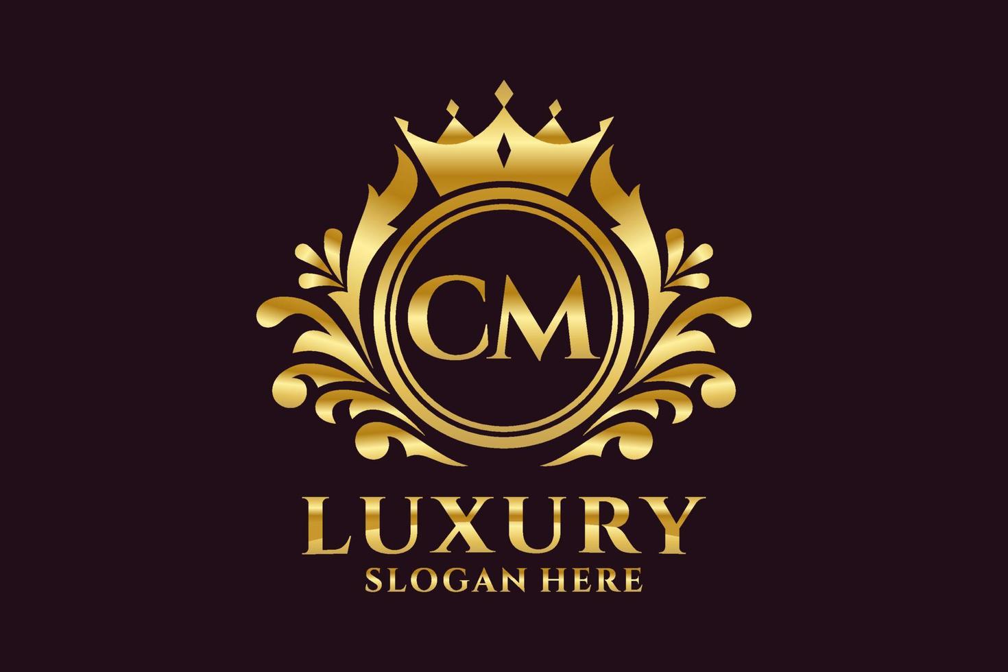 Initial CM Letter Royal Luxury Logo template in vector art for luxurious branding projects and other vector illustration.