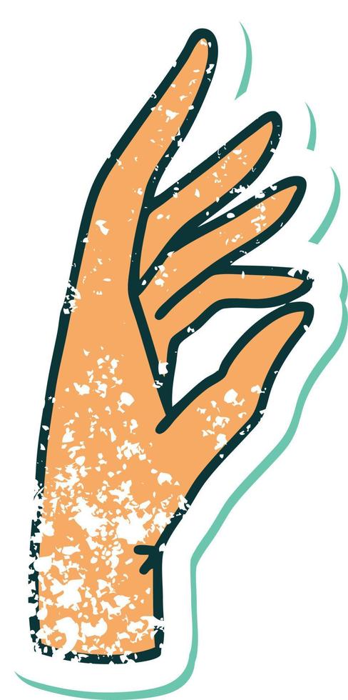 iconic distressed sticker tattoo style image of a hand vector