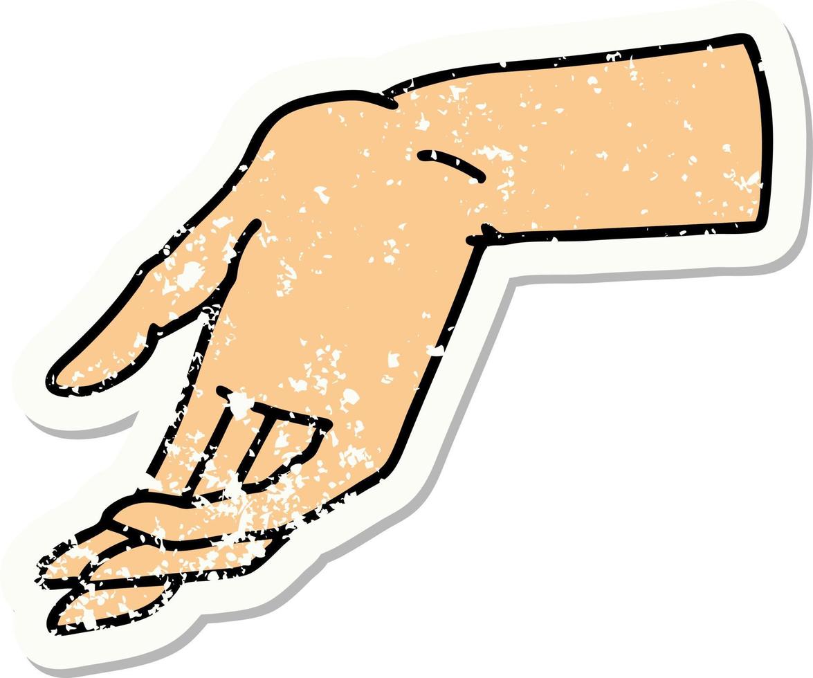 distressed sticker tattoo in traditional style of a hand vector