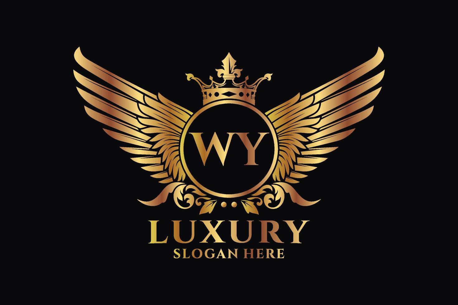 Luxury royal wing Letter WY crest Gold color Logo vector, Victory logo, crest logo, wing logo, vector logo template.