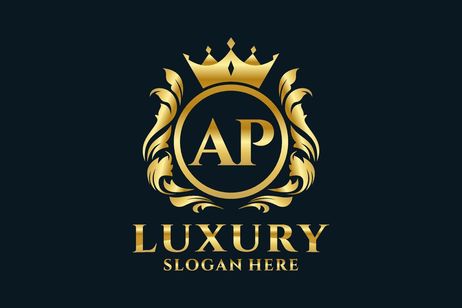 Initial AP Letter Royal Luxury Logo template in vector art for luxurious branding projects and other vector illustration.