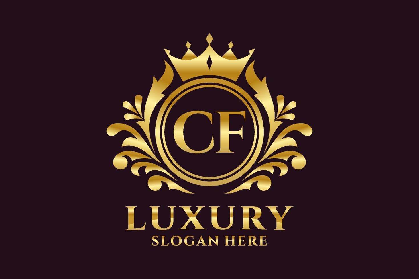 Initial CF Letter Royal Luxury Logo template in vector art for luxurious branding projects and other vector illustration.