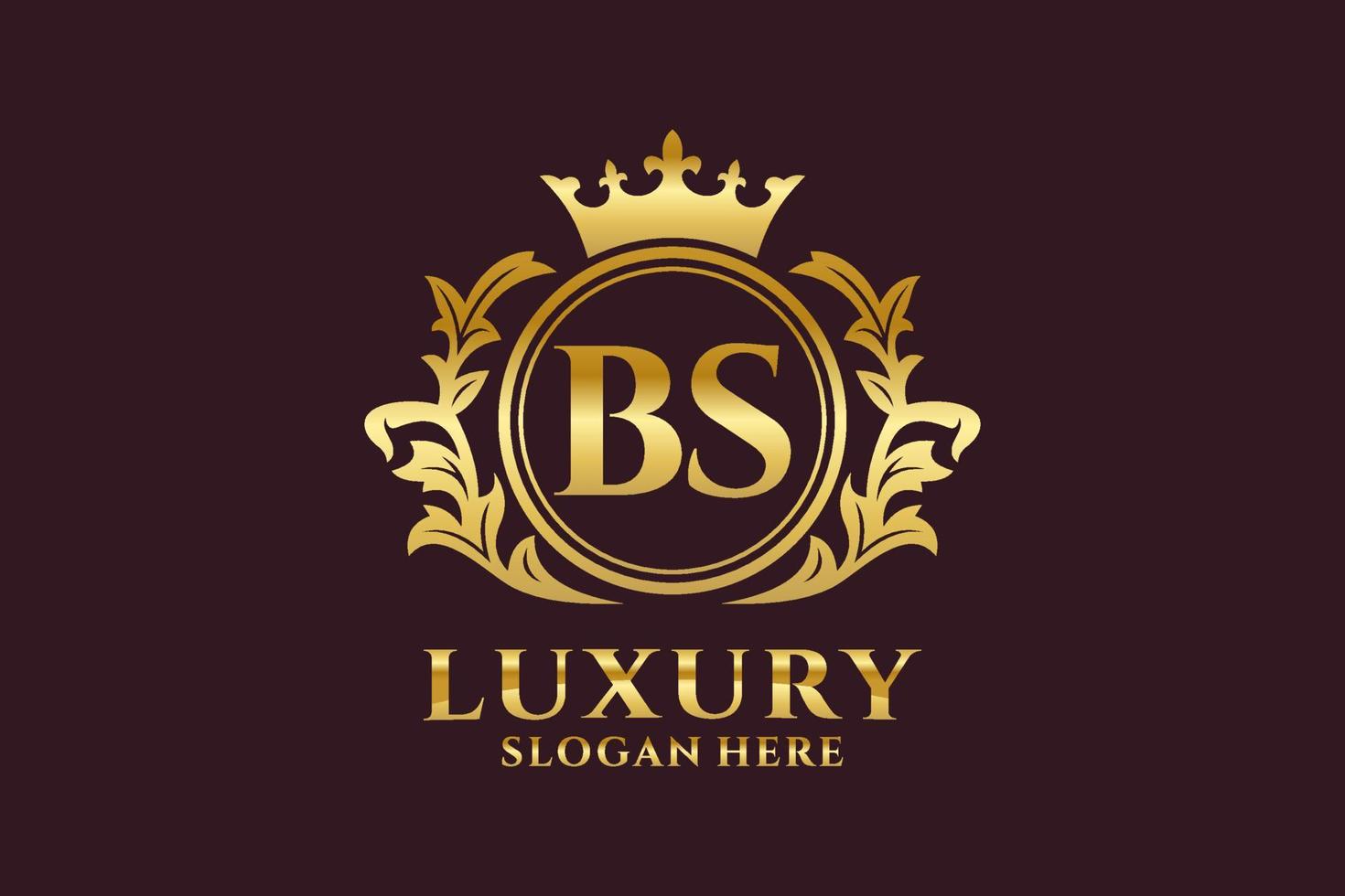 Initial BS Letter Royal Luxury Logo template in vector art for luxurious branding projects and other vector illustration.