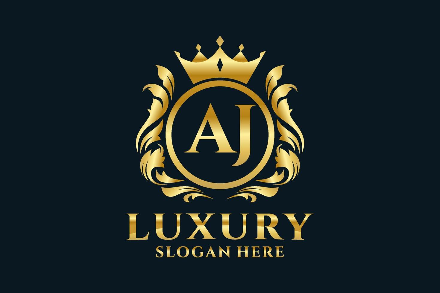 Initial AJ Letter Royal Luxury Logo template in vector art for luxurious branding projects and other vector illustration.