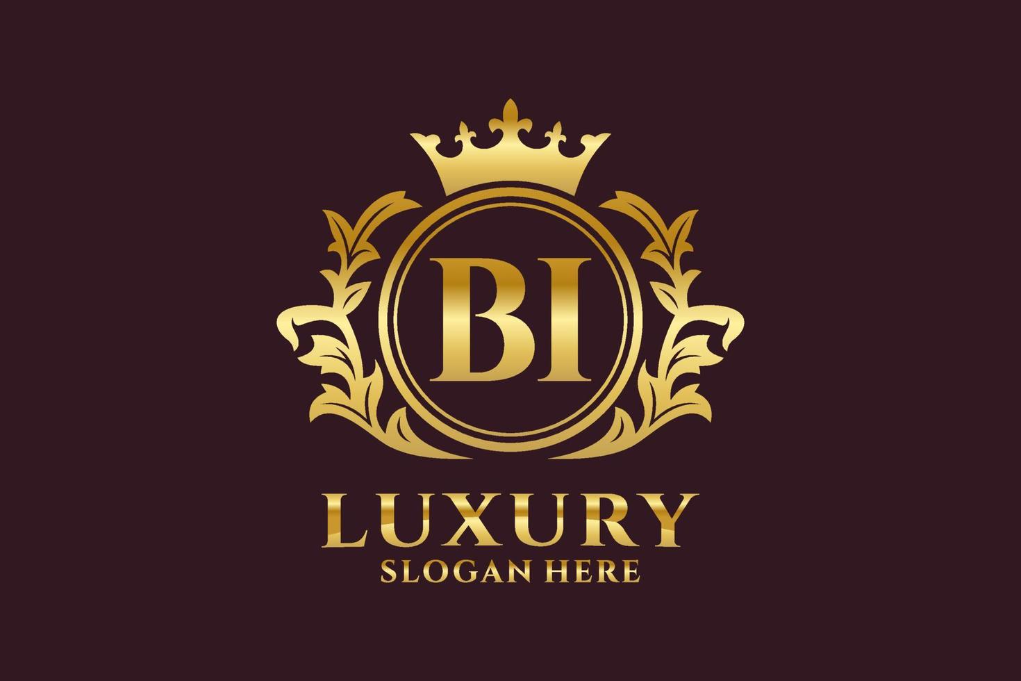 Initial BI Letter Royal Luxury Logo template in vector art for luxurious branding projects and other vector illustration.