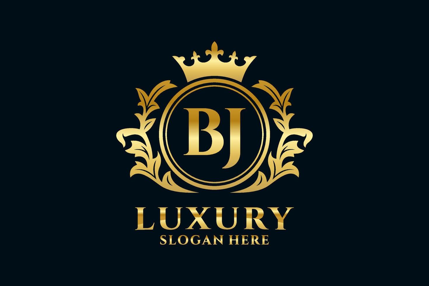 Initial BJ Letter Royal Luxury Logo template in vector art for luxurious branding projects and other vector illustration.