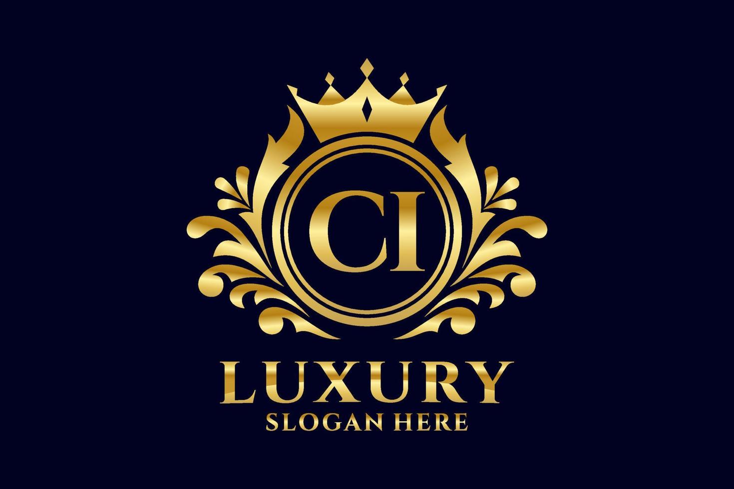 Initial CI Letter Royal Luxury Logo template in vector art for luxurious branding projects and other vector illustration.