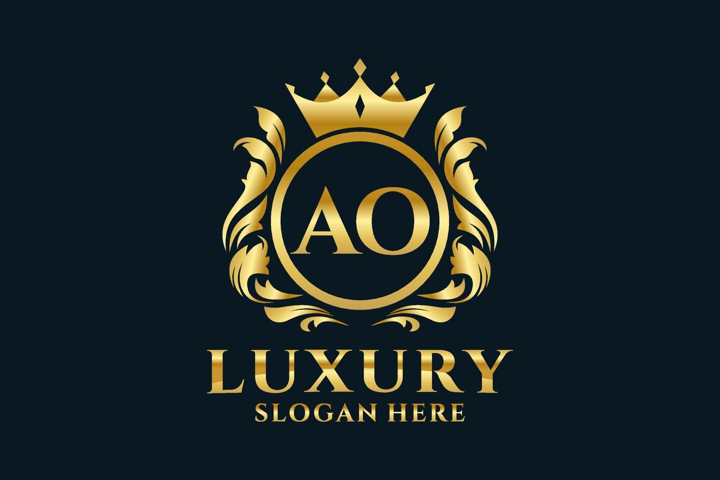 Initial AO Letter Royal Luxury Logo template in vector art for luxurious branding projects and other vector illustration.