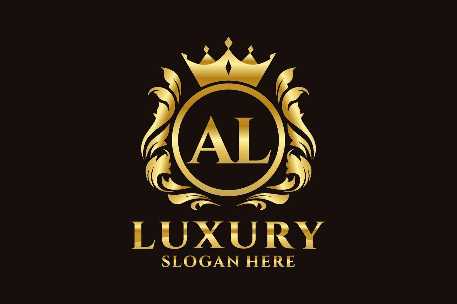 Initial AL Letter Royal Luxury Logo template in vector art for luxurious branding projects and other vector illustration.
