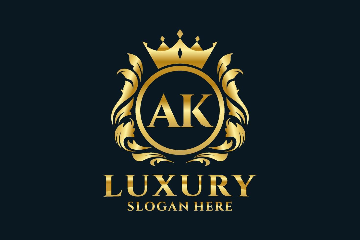 Initial AK Letter Royal Luxury Logo template in vector art for luxurious branding projects and other vector illustration.