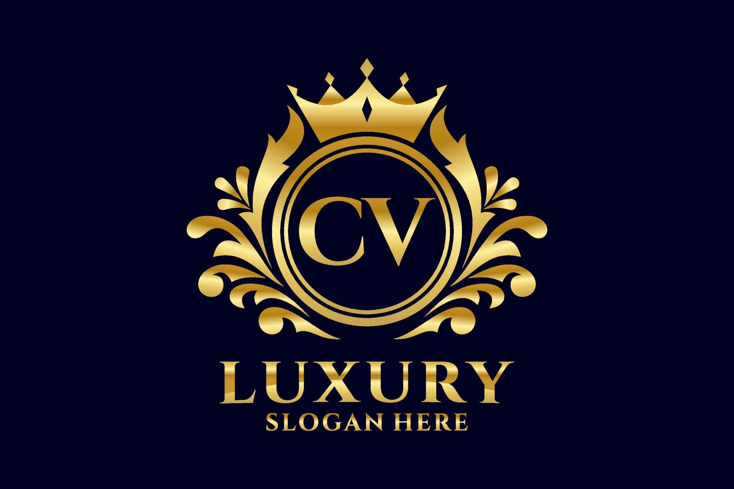 Initial CV Letter Royal Luxury Logo template in vector art for luxurious branding projects and other vector illustration.