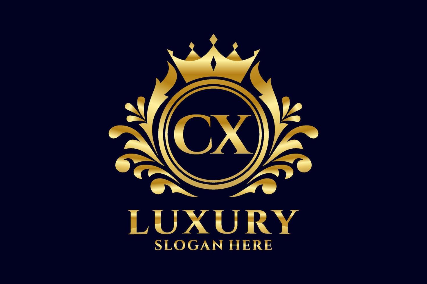 Initial CX Letter Royal Luxury Logo template in vector art for luxurious branding projects and other vector illustration.