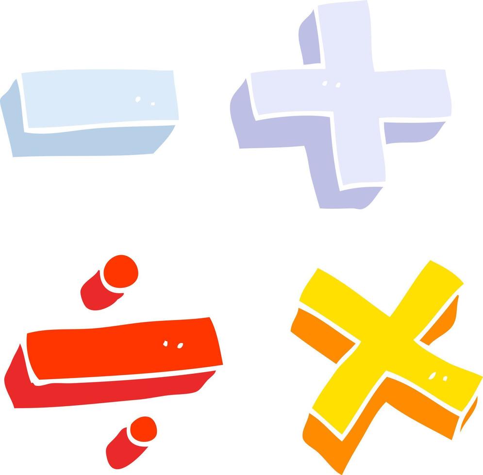 flat color illustration of a cartoon math symbols vector