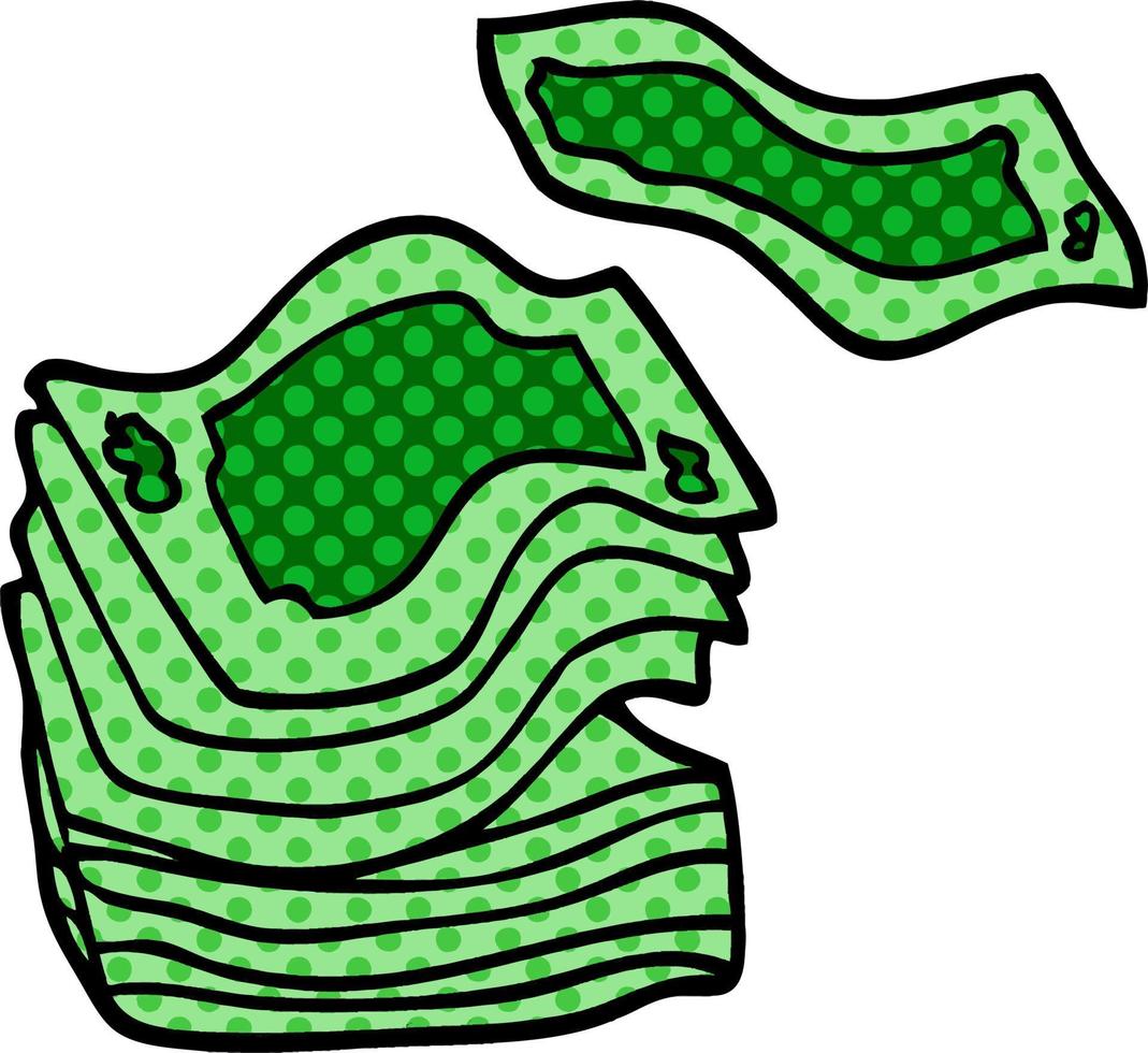 cartoon doodle big stack of money vector