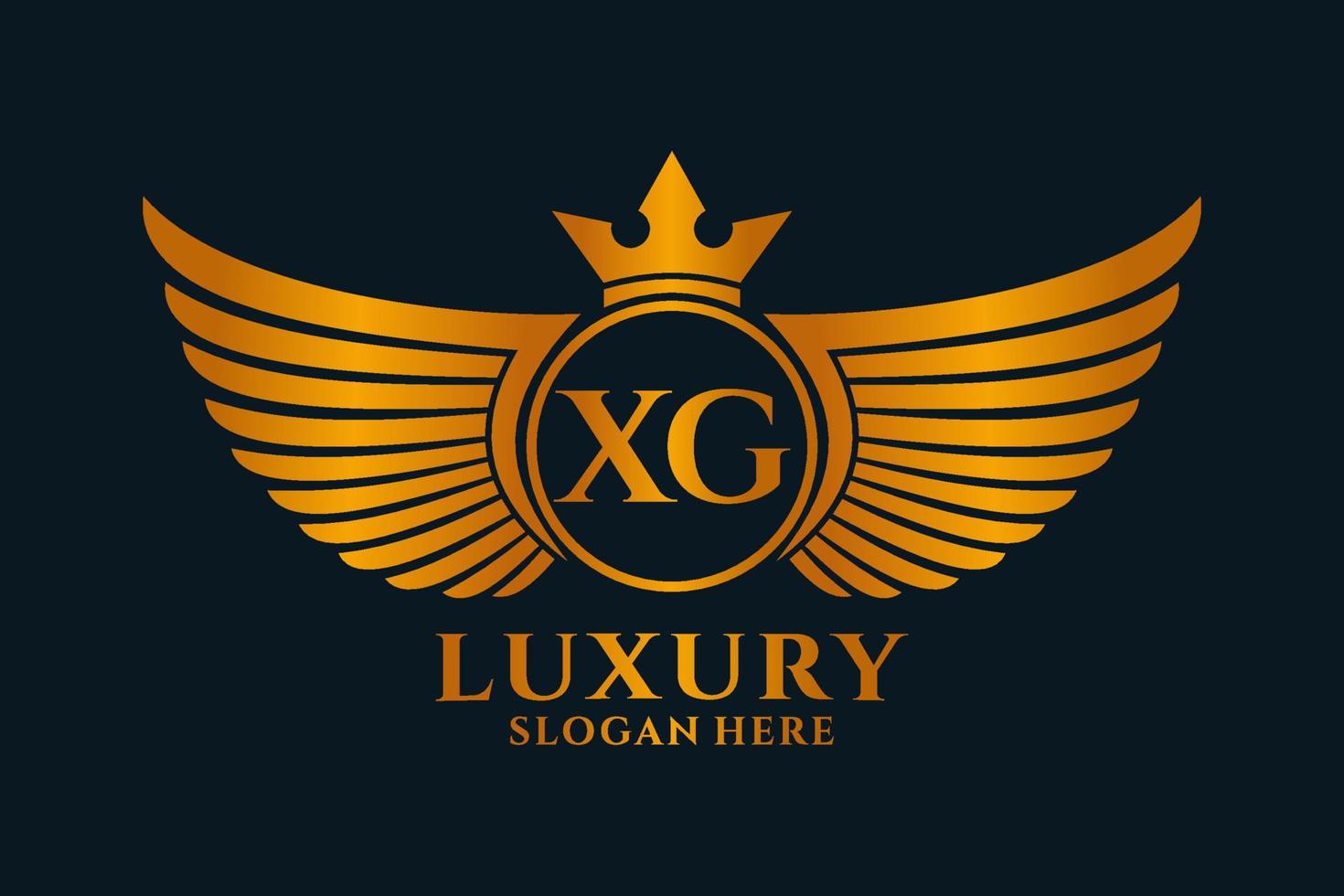 Luxury royal wing Letter XG crest Gold color Logo vector, Victory logo, crest logo, wing logo, vector logo template.