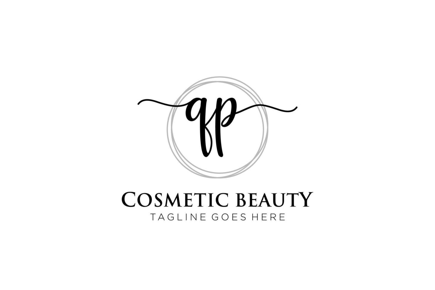 initial QP Feminine logo beauty monogram and elegant logo design, handwriting logo of initial signature, wedding, fashion, floral and botanical with creative template. vector
