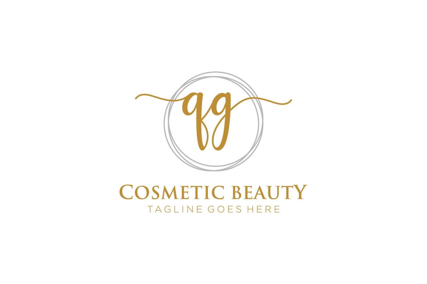 initial QG Feminine logo beauty monogram and elegant logo design, handwriting logo of initial signature, wedding, fashion, floral and botanical with creative template. vector